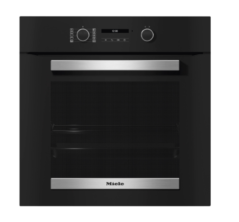 Miele H2465B Active 76L Built-In Electric Single Oven - Obsidian Black + Clean Steel - A+ Rated