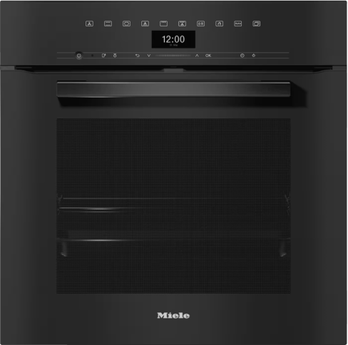 Miele H7464BP VITROLINE OBBL 76L Built-In Electric Single Oven with Pyrolytic Self-Cleaning - Obsidian Black - A+