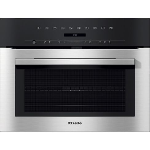 Miele H7140BM Built-In Compact Combination Microwave Oven - Clean Steel